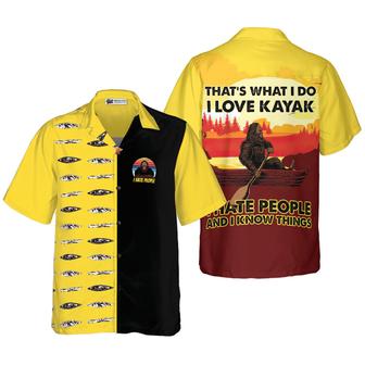 Bigfoot Hawaiian Shirt, Dawn Palette Black And Yellow Kayaking, Love Kayak & Hate People, Summer Aloha Shirt For Men Women, Gift For Friend, Team | Favorety