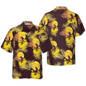 Bigfoot Hawaiian Shirt - Tropical Yellow Moon Bigfoot Hawaiian Shirt, Dancing In The Moonlight Bigfoot Hawaiian Shirt - Perfect Gift For Husband, Boyfriend, Friend, Family | Favorety