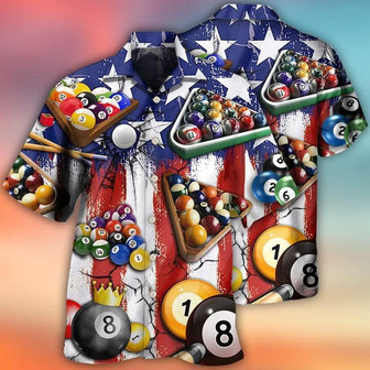 Billiards Aloha Hawaiian Shirts For Summer, America Flag Pattern Independence Day Hawaiian Shirts For Men Women, 4th Of July Gift For Billiards Lovers - Seseable