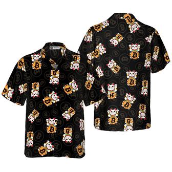 Bitcoin Hawaiian Shirt, Lucky Cat Colorful Summer Aloha Shirt For Men Women, Perfect Gift For Friend, Family, Husband, Wife, Boyfriend, Girlfriend - Seseable