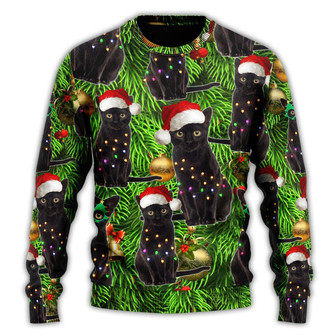 Black Cat Christmas Merry Xmas Ugly Sweaters - Thegiftio UK