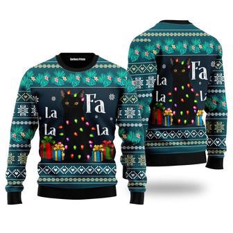 Black Cat Falalala Ugly Christmas Sweater For Men & Women | Favorety CA