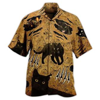 Black Cat Hawaiian Shirt For Summer, Put Your Paws Up, Best Colorful Cool Cat Hawaiian Shirts Outfit For Men Women, Friend, Team, Cat Lovers - Seseable