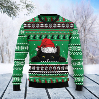 Black Cat Hide Funny Ugly Christmas Sweater - Thegiftio UK
