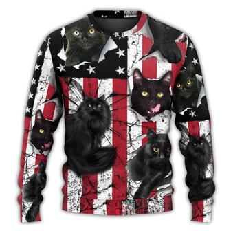 Black Cat Independence Day Ugly Christmas Sweaters - Thegiftio UK