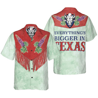 Bluebonnet Cowboy Texas Vintage Western Hawaiian Shirt, Everything's Bigger In Texas, Colorful Summer Aloha Shirt For Men Women, Gift For Friend, Team | Seseable CA