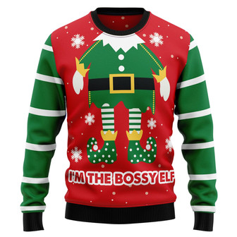 Bossy Elf Ugly Christmas Sweater For Men And Women - Thegiftio UK
