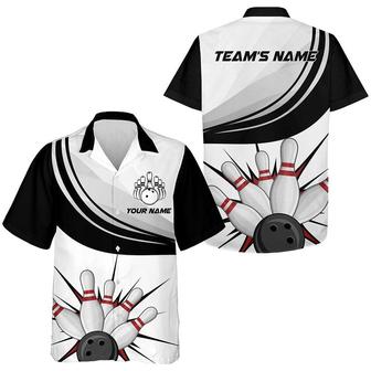 Bowling Custom Name And Team Name Hawaiian Shirt, Bowling Balls And Pins Personalized Hawaiian Shirts For Men Women, Team, Bowling Lovers, Bowlers - Seseable