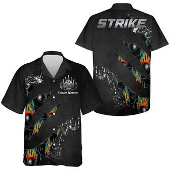 Bowling Custom Name Hawaiian Shirt, Cool Strike Bowling Personalized Hawaiian Shirts For Men Women, Team, Bowling Lovers, Bowlers - Seseable