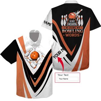 Bowling Custom Name Hawaiian Shirt, I'm Not Swearing, I'm Using My Bowling Words, Bowling Personalized Hawaiian Shirts For Men Women, Bowling Lovers - Seseable