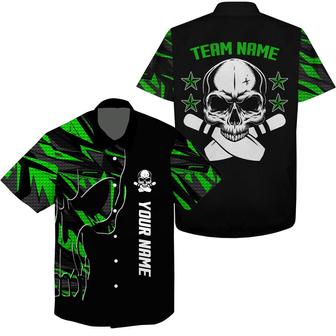 Bowling Hawaiian Shirt Custom Name, Bowling Skull Personalized Hawaiian Shirt For Men Women, Bowling Lovers, Bowlers - Seseable