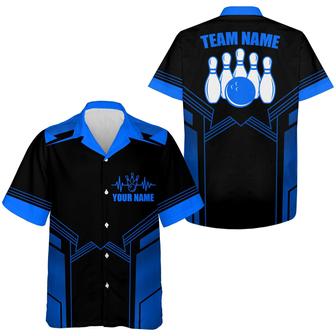 Bowling Hawaiian Shirt Custom Team Name And Name, Blue Bowling Personalized Shirt For Men Women, Bowling Lovers, Bowlers - Seseable