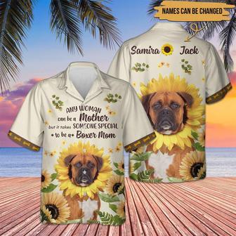 Boxer Hawaiian Shirt Custom Name, Dog Sunflower Personalized Aloha Hawaiian Shirt - Perfect Gift For Dog Lovers, Dog Mom, Mother's Day | Seseable CA