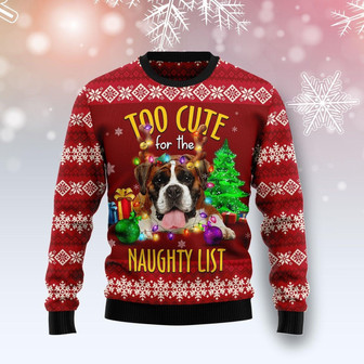 Boxer Too Cute Funny Family Christmas Ugly Sweater - Thegiftio UK