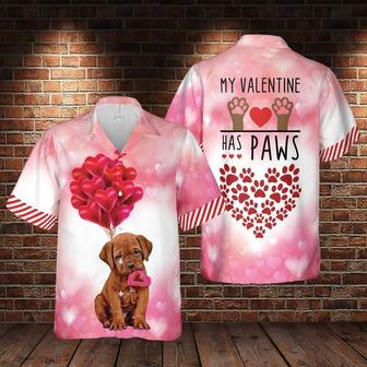 Bulldog Aloha Hawaiian Shirt - Bulldog Puppy Valentine Hawaiian Shirt, My Valentine Has Paws Pattern Hawaiian Shirt For Men & Women, Bulldog Lover - Seseable