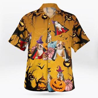 Bulldog Hawaii Shirt - Halloween Pattern Hawaii Shirt - Perfect Gift For Dog Lovers Friend, Family - Seseable
