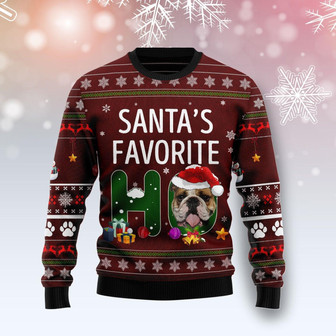 Bulldog Santa‘s Favorite Ho Ugly Christmas Sweater - Thegiftio UK