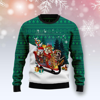 Bulldog Sleigh Ugly Christmas Sweater For Men And Women - Thegiftio UK