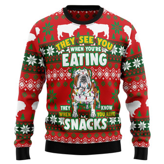 Bulldog Snacks Ugly Christmas Sweater - Thegiftio UK