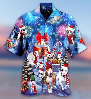 Bully Hawaiian Shirt, Dog Merry Christmas Aloha Hawaiian Shirt For Summer, Bull Terrier Hawaiian Shirt, Gift For Men Women, Dog Lover, Friends - Seseable