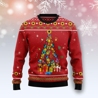 Butterfly Christmas Tree Funny Ugly Sweater - Thegiftio UK