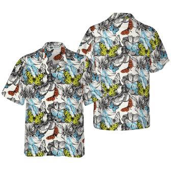 Butterfly Hawaiian Shirt, Flying Butterflies Aloha Shirt For Men - Perfect Gift For Husband, Boyfriend, Friend, Family - Seseable