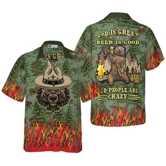 Camping Beer Hawaiian Shirt, Camping Sheriff Bear Drink Beer Colorful Summer Aloha Shirt For Men Women, Perfect Gift For Husband, Wife, Friend - Seseable