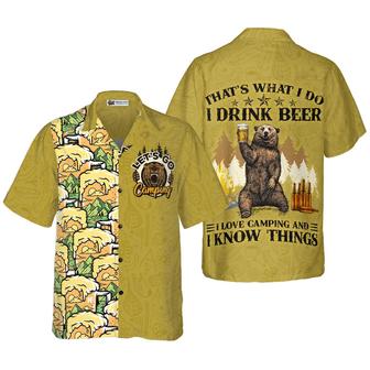 Camping Hawaiian Shirt, Bear Drink Beer, Colorful Summer Aloha Shirt For Men Women, Gift For Friend, Team, Camping Beer Lovers, Let's Go Camping - Seseable