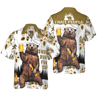 Camping Hawaiian Shirt, Bear Drinks Beer, I Hate People, Colorful Summer Aloha Shirt For Men Women, Perfect Gift For Friend, Family - Seseable