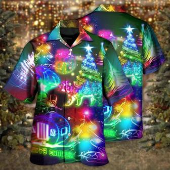 Camping Hawaiian Shirt, Camping Christmas, Camping Merry Christmas Neon Night Aloha Shirt For Men - Perfect Gift For Camping Lovers, Christmas - Seseable