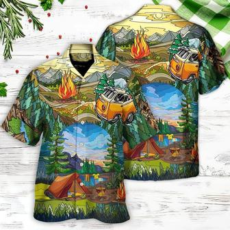 Camping Hawaiian Shirt, Camping Fire, Camping Caravan, Camping Art Aloha Shirt For Men And Women - Perfect Gift For Camping Lovers - Seseable