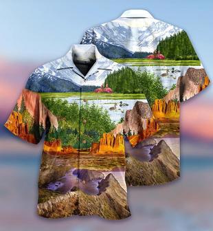 Camping Hawaiian Shirt, Camping Peaceful Nature, Flamingo Aloha Shirt For Men And Women - Perfect Gift For Camping Lovers, Flamingo Lovers - Seseable