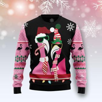 Candy Cane Flamingo Funny Family Ugly Christmas Holiday Sweater - Thegiftio UK