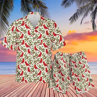 Cardinal Aloha Hawaiian Shirt - Cardinal Winter Pattern Hawaiian Shirt, Red Berries Pattern Hawaiian Shirt For Men & Women, Cardinal Lover | Favorety CA