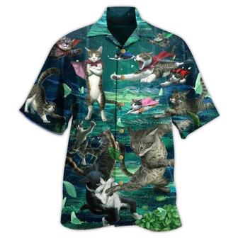 Cat Aloha Hawaiian Shirt For Summer, Cat Epic Fight Aloha Shirts, Best Colorful Cat Hawaiian Shirts Outfit For Men Women, Friend, Team, Cat Lovers - Seseable