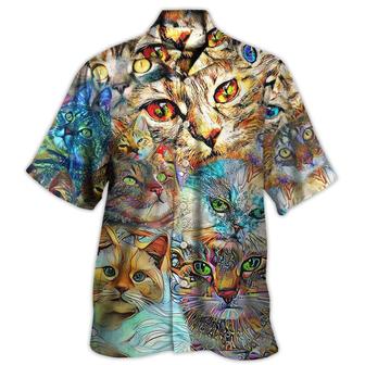 Cat Aloha Hawaiian Shirt For Summer, Colorful Cool Cat Hawaiian Shirts Outfit For Men Women, Gift For Friend, Team, Cat Lovers - Seseable
