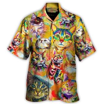 Cat Aloha Hawaiian Shirts For Summer, Cat Funny Lover Cat Colorful Painting Art Style - Perfect Gift For Men Women, Friend, Cat Lovers | Seseable CA