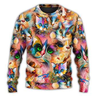 Cat Art Lover Cat Colorful Mixer Style Ugly Christmas Sweaters - Thegiftio UK