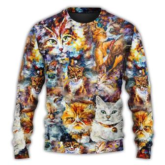 Cat Art Lover Cat Colorful Mixer Ugly Christmas Sweaters - Thegiftio UK