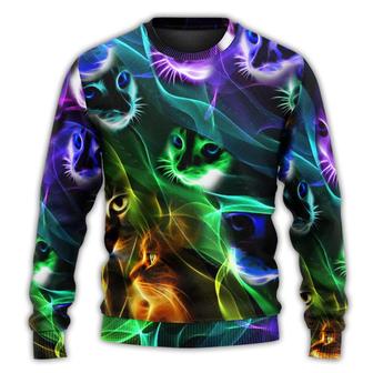 Cat Awesome Flash Neon Style Ugly Christmas Sweaters - Thegiftio UK