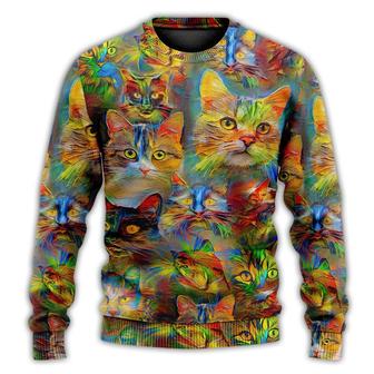 Cat Beautiful Colorfull Painting Ugly Christmas Sweaters - Thegiftio UK