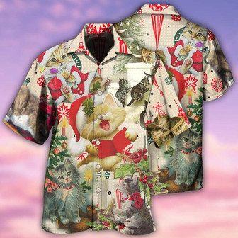 Cat Christmas Aloha Hawaiian Shirt For Summer, Cat Sing A Song Merry Christmas Hawaiian Shirts Outfit For Men Women, Friend, Team, Cat Lovers - Seseable