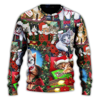 Cat Christmas Tree Merry Xmas Ugly Sweater - Thegiftio UK