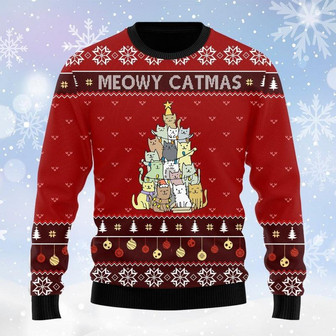 Cat Christmas Tree Ugly Sweater - Gift For Cat Lovers - Thegiftio UK