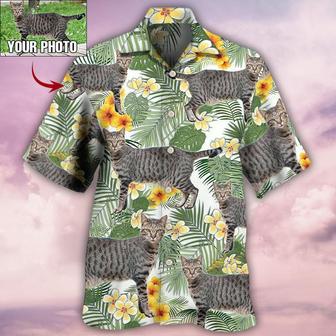 Cat Custom Photo Aloha Hawaiian Shirt For Summer, Cat Tropical Leaf Personalized Best Cat Hawaiian Shirts Outfit For Men Women, Friend, Team, Cat Lovers - Seseable