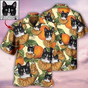 Cat Custom Photo Hawaiian Shirt For Summer, Cool Cat Orange Tropical Style Personalized Cat Hawaiian Shirts Outfit For Men Women, Cat Lovers - Seseable
