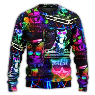 Cat DJ Cool Life Ugly Christmas Sweaters - Thegiftio UK