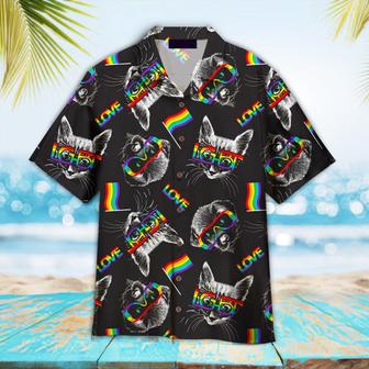 Cat Dog LGBT Aloha Hawaiian Shirts For Summer, Kitten Puppy Faces With Glasses Lgbt Symbols Hawaiian Shirts, Gift For Gaymer Lesbian, Pride Pet Lovers - Seseable