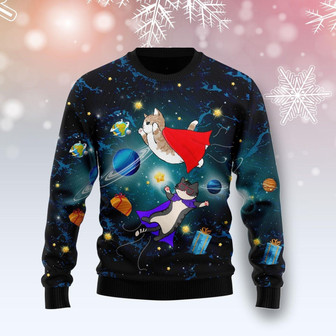 Cat Galaxy Funny Family Christmas Holiday Ugly Sweater - Thegiftio UK