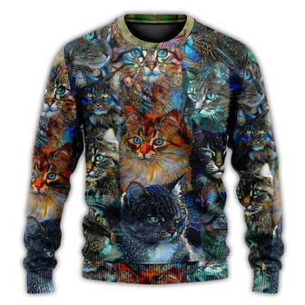 Cat Glass Art Colorful Cat Lover Ugly Christmas Sweaters - Thegiftio UK